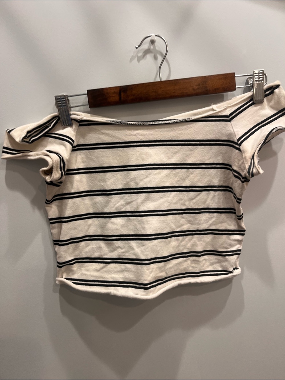 Striped Off-Shoulder Crop Top